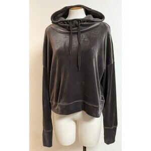 Offline By Aerie Women's Brown Super Soft Hooded Boxy Velour Cropped Pullover SM